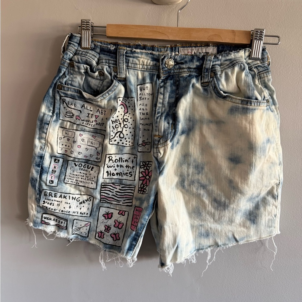 AG Adriano Goldschmied Womens XS S Shorts Y2K Clueless Hand Painted